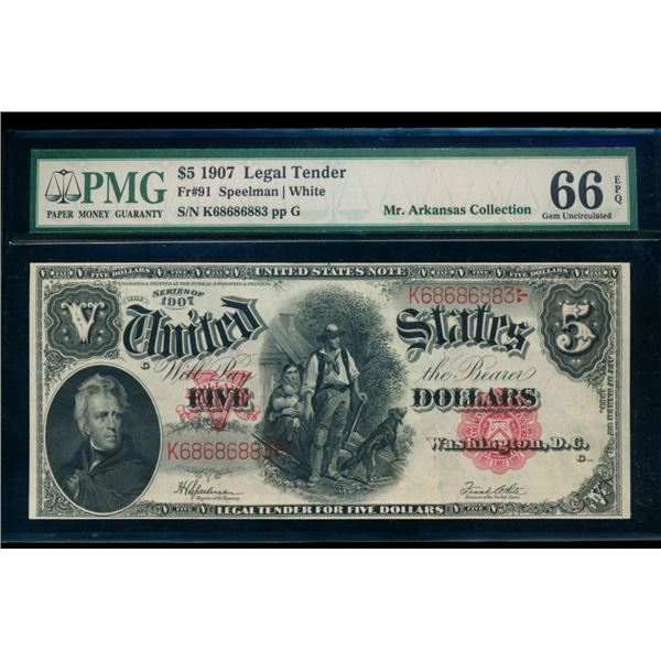 1907 $5 Legal Tender Note PMG 66EPQ