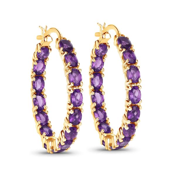 Plated 14KT Yellow Gold 4.80ctw Amethyst Earrings