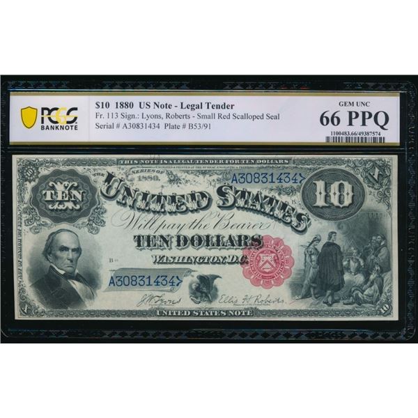 1880 $10 Jackass Legal Tender Note PCGS 66PPQ