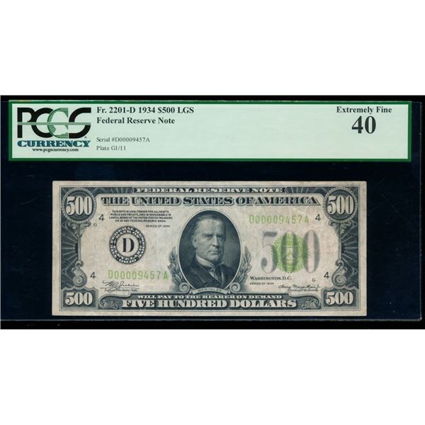 1934 $500 Cleveland FRN PCGS 40