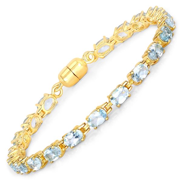 Plated 18KT Yellow Gold 10.20ctw Blue Topaz Bracelet