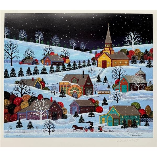 Jane Wooster Scott SNOWFALL IN GOOSE CREEK Hand Signed Numbered Lithograph