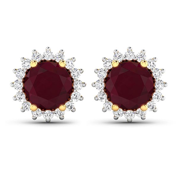 14KT Yellow Gold 2.1ctw Ruby and Diamond Earrings