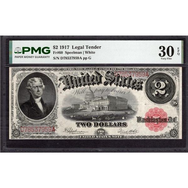 1917 $2 Legal Tender Note PMG 30EPQ