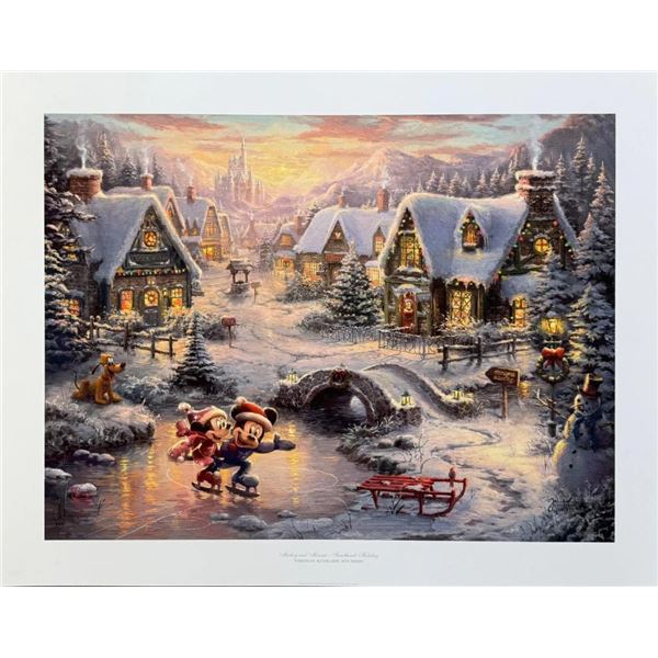 Thomas Kinkade MICKEY MINNIE SWEETHEART HOLIDAY Hand Signed Numbered Lithograph