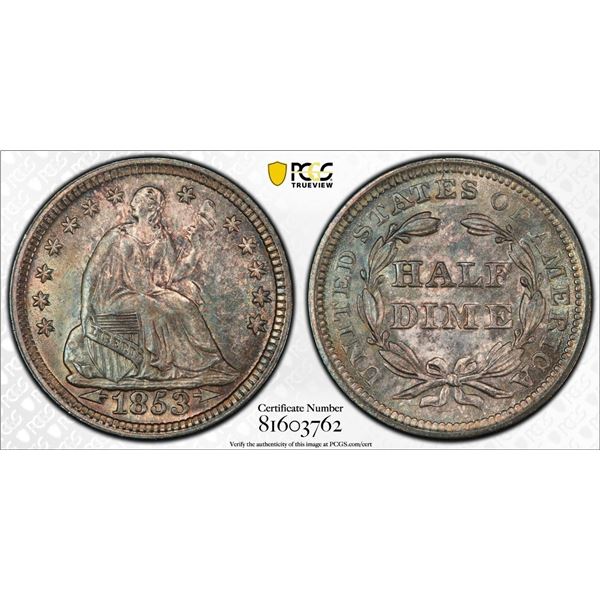 1853 Seated Liberty Half Dime PCGS MS67