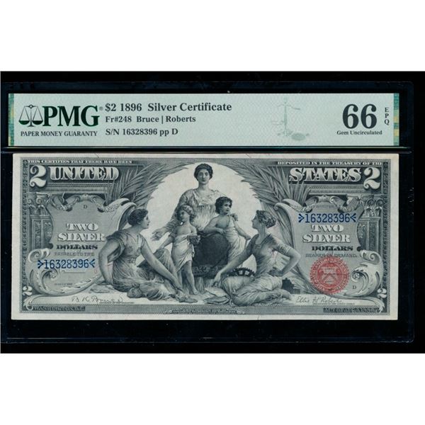 1896 $2 Educational Silver Certificate PMG 66EPQ