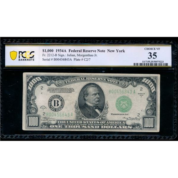 1934A $1000 New York FRN PCGS 35