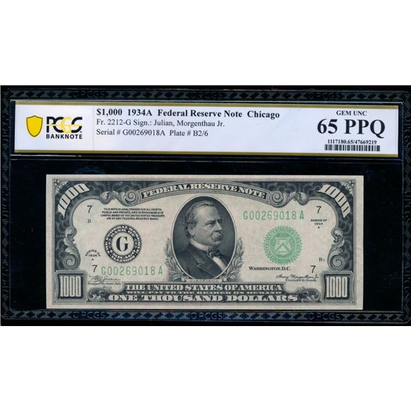 1934A $1000 Chicago FRN PCGS 65PPQ