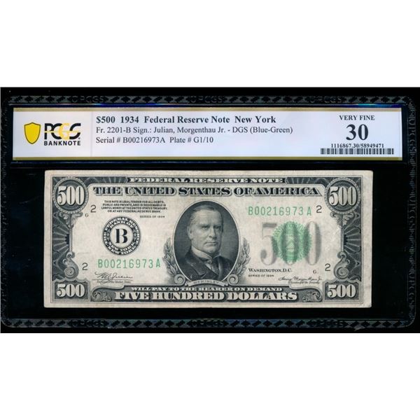 1934 $500 New York FRN PCGS 30
