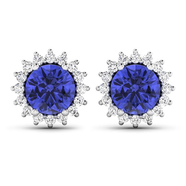 14KT White Gold 1.44ctw Tanzanite and Diamond Earrings