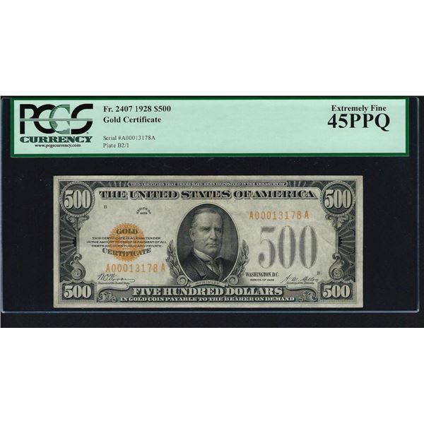 1928 $500 Gold Certificate PCGS 45PPQ