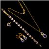 Image 1 : 18 K Gold Plate Lab Simulated Amethyst and Diamond Set