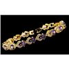 Image 4 : 18 K Gold Plate Lab Simulated Amethyst and Diamond Set