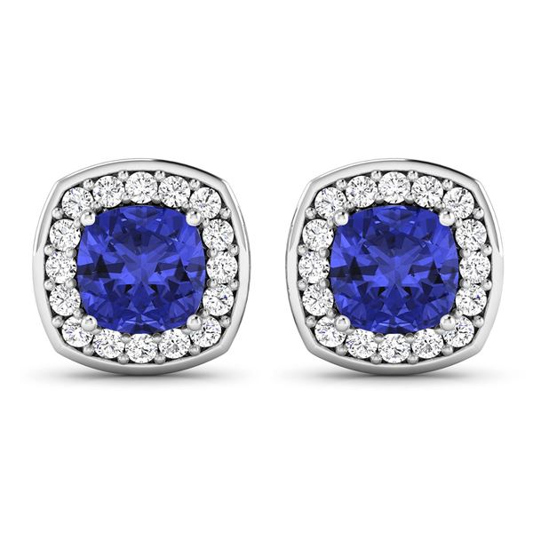14KT White Gold 1.64ctw Tanzanite and Diamond Earrings
