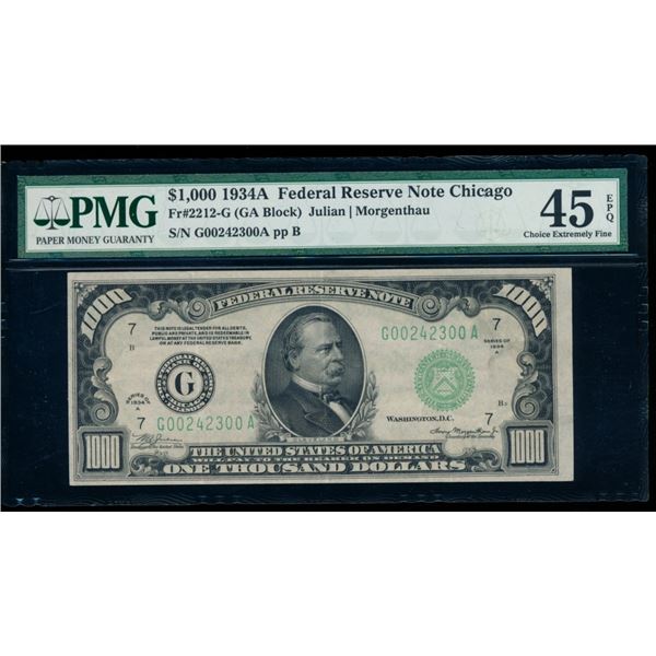 1934A $1000 Chicago FRN PMG 45EPQ