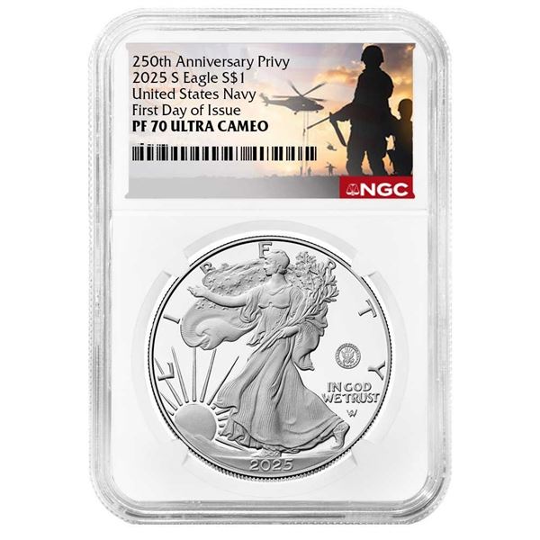 2025-S $1 Proof American Silver Eagle Navy NGC PF70UC