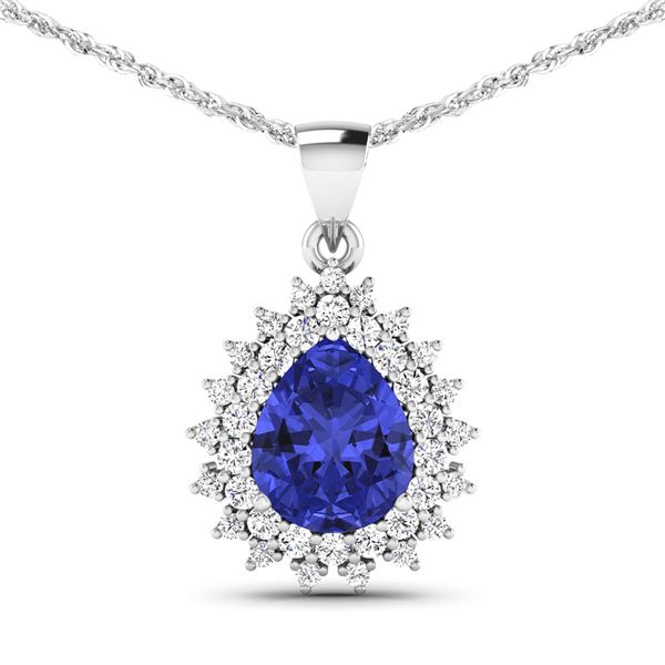 14KT White Gold 3.25ctw Tanzanite and Diamond Pendant