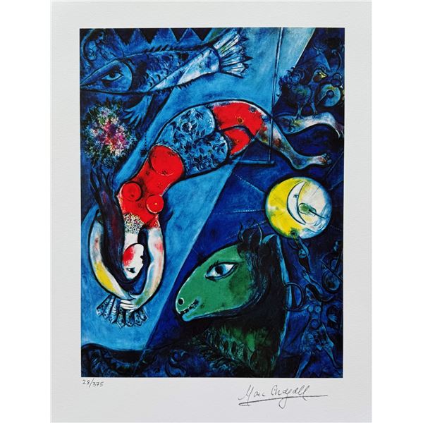Marc Chagall BLUE CIRCUS Facsimile Signed Limited Edition Giclee
