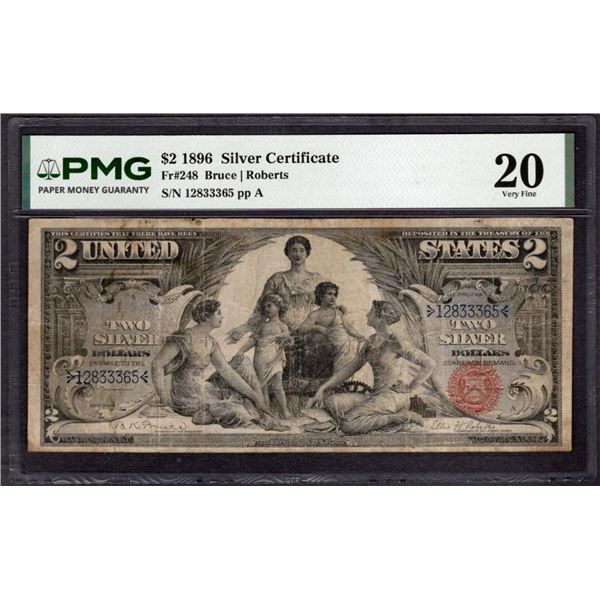 1896 $2 Educational Silver Certificate PMG 20