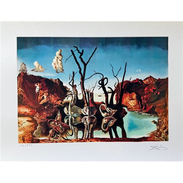 Salvador Dali SWANS REFLECTING ELEPHANTS Facsimile Signed & Numbered Giclee