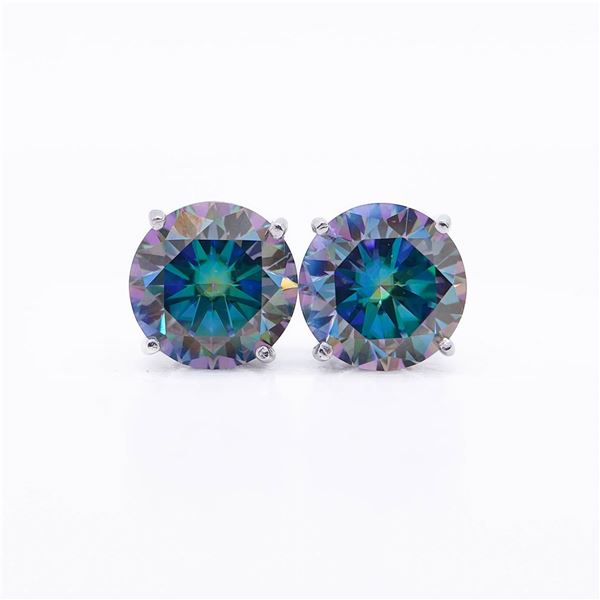 Plated 14KT White Gold 4.00ctw Russian Color Change Lab Simulated Alexandrite Earrings