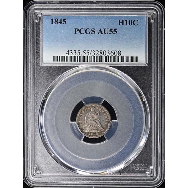 1845 Seated Liberty Half Dime PCGS AU55