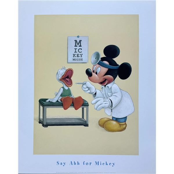 Disney MICKEY MOUSE DOCTOR SAY AHH Lithograph Animation Art