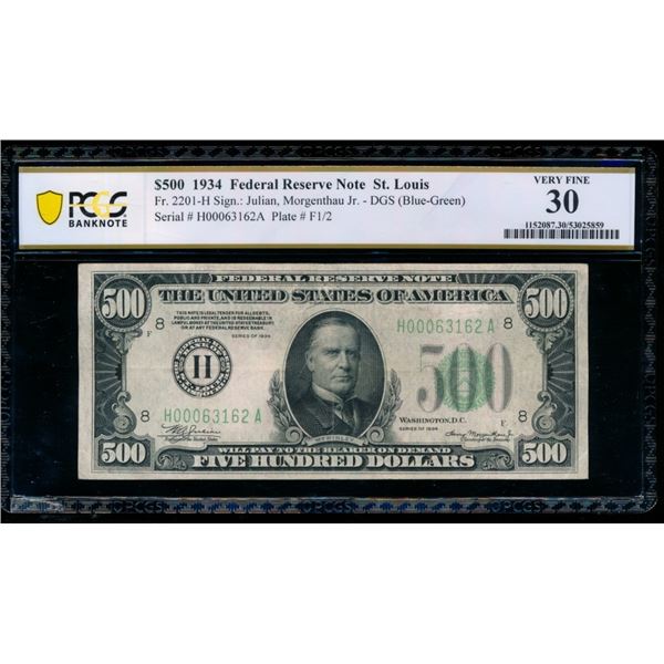 1934 $500 St Louis FRN PCGS 30