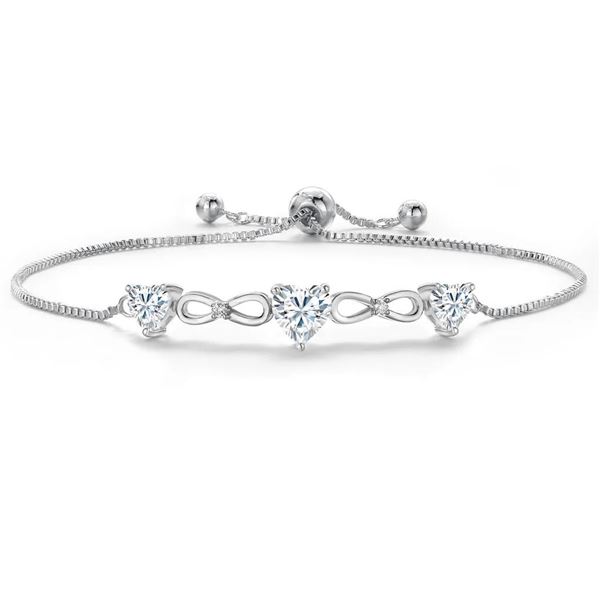Plated Rhodium 1.64ctw Moissanite Bracelet