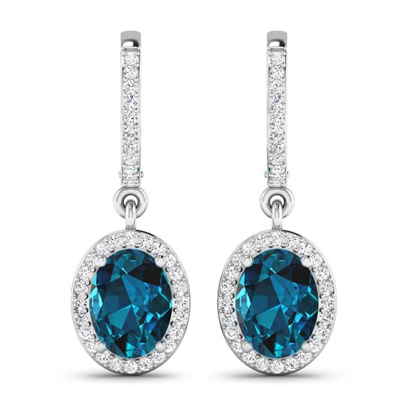 14KT White Gold 2.2ctw London Blue Topaz and Diamond Earrings