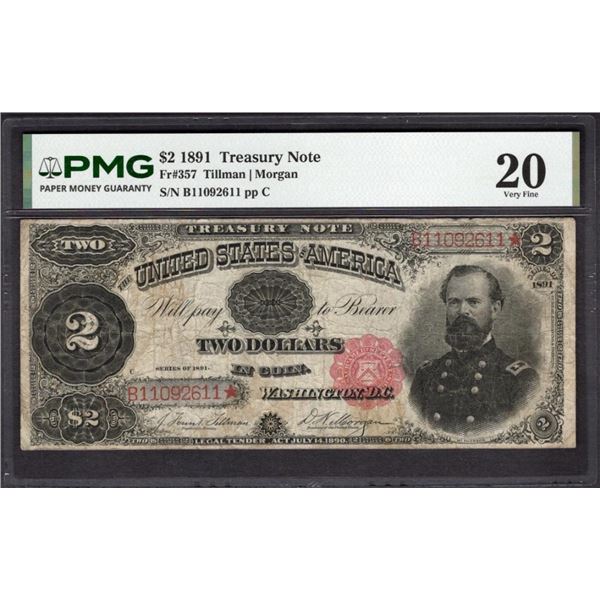 1891 $2 Treasury Note PMG 20