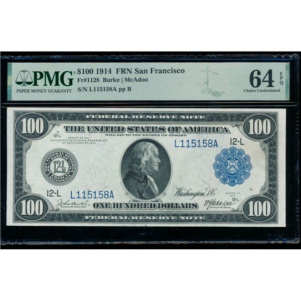1914 $100 San Francisco FRN PMG 64EPQ