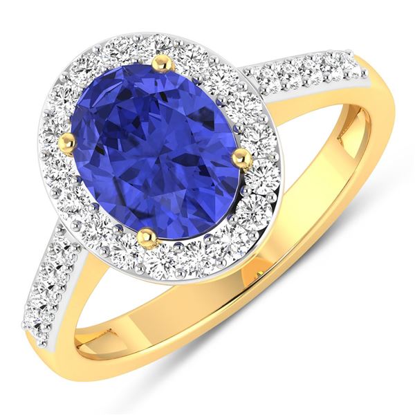 14KT Yellow Gold 1.41ctw Tanzanite and Diamond Ring