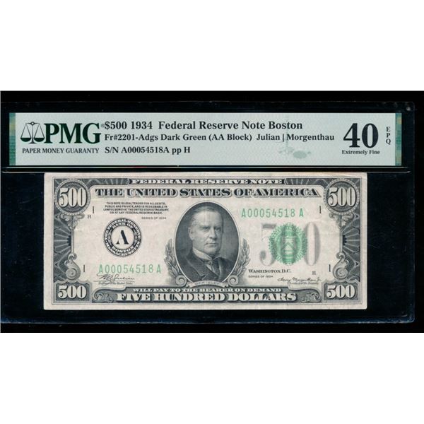 1934 $500 Boston FRN PMG 40EPQ