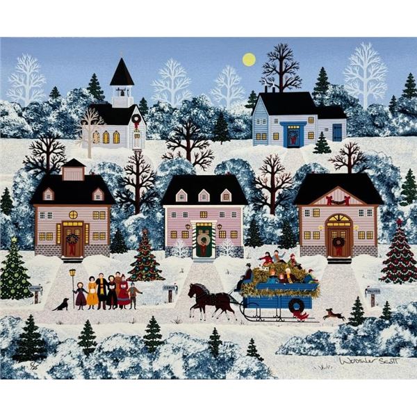 Jane Wooster Scott HOLIDAY SLEIGH RIDE Hand Signed Numbered Serigraph