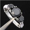 Image 1 : 3 ctw Black Diamond 3-Stone Ring in White Gold