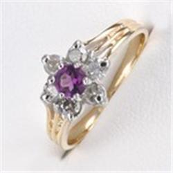 1 ctw Amethyst & Diamond Gold Ring