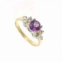 1 ctw Amethyst & Diamond Gold Ring