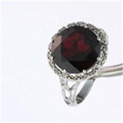 7.33 ctw Garnet & Diamond White Gold Ring