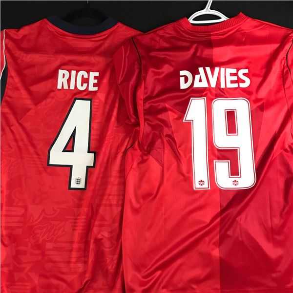 LOT OF 2 NEW WITH TAGS MENS WORLD CUP SOCCER JERSEY (DAVIES, RICE) MENS L