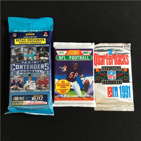 LOT OF 3 NFL SEALED TRADING CARD PACKS