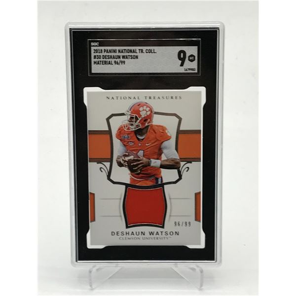 2019 PANINI NATIONAL TREASURE COLLECTION DESHAUN WATSON GAME USED PATCH CARD 96/99 - SGC GRADE 9