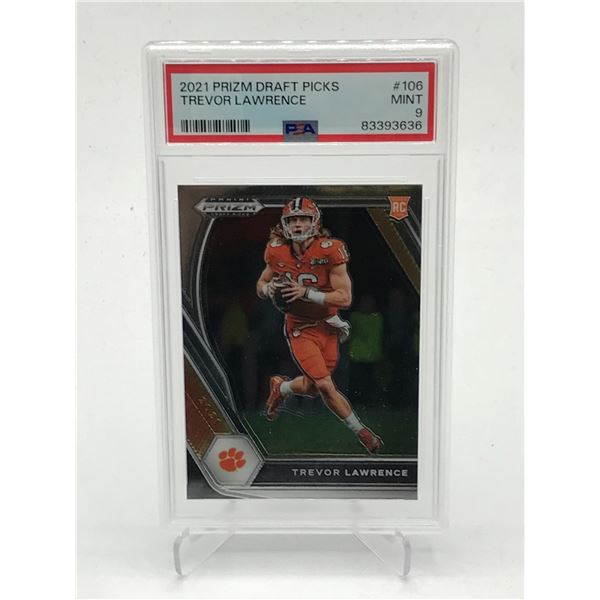 2021 PRIZM DRAFT PICKS TREVOR LAWRENCE ROOKIE TRADING CARD - PSA GRADE 9