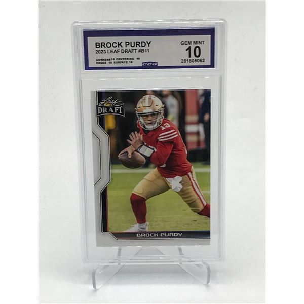 2023 LEAF DRAFT BROCK PURDY TRADING CARD - CCG GRADE 10