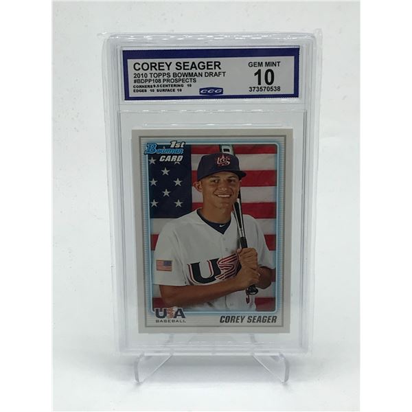 2010 TOPPS BOWMAN DRAFT COREY SEAGER TRADING CARD - CCG GRADE 10