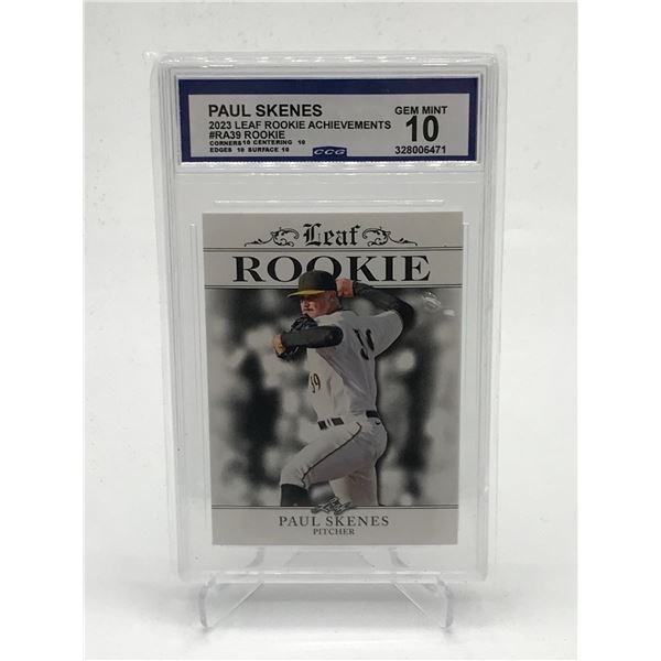 2023 LEAF ROOKIE ACHIEVEMENTS PAUL SKENES ROOKIE TRADING CARD - CCG GRADE 10