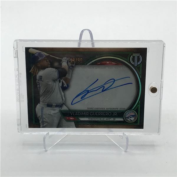 2020 TOPPS TRIBUTE BASEBALL VLADIMIR GUERRERO JR SIGNED TRADING CARD 28/99