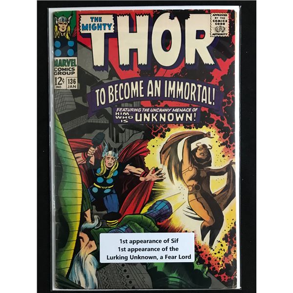 THE MIGHTY THOR #136 1ST APP SIF - MARVEL COMICS