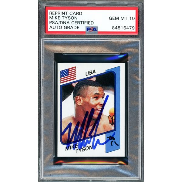 MIKE TYSON SIGNED REPRINT TRADING CARD - PSA GRADE 10
